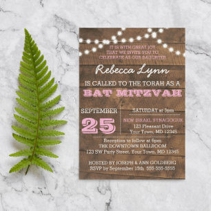 Barnwood Lights Bat mitzvah rose Invitation person
