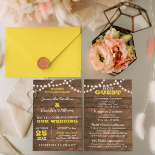 Barnwood Lights Gold Faire-part de mariage