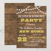 Barnwood Lights Golden Housewarming Invitation Kaart (Voorkant / Achterkant)