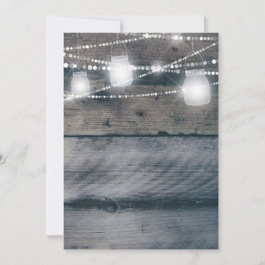 Barnwood Lights Jars Rustic Housewarming Party Kaart (Achterkant)