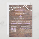 Barnwood Lights Lila bruiloft uitnodiging (Voorkant)