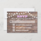 Barnwood Lights Lilac Bat mitzvah carte RSVP (Devant)
