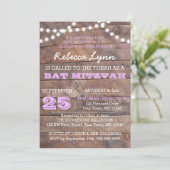 Barnwood Lights Lilac Bat mitzvah Invitation (Debout devant)