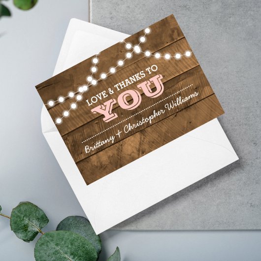 Barnwood Lights Mariage rose Merci Note