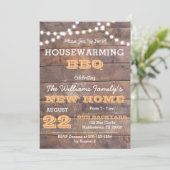 Barnwood Lights Perzik Housewarming Uitnodiging (Staand voorkant)