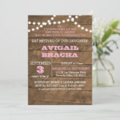 Barnwood Lights Pink B"H Invitation Bat mitzvah (Debout devant)