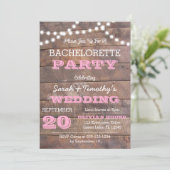 Barnwood Lights Pink Bachelorette Invitation (Debout devant)