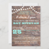 Barnwood Lights Turquoise Bat mitzvah Invitation (Devant)