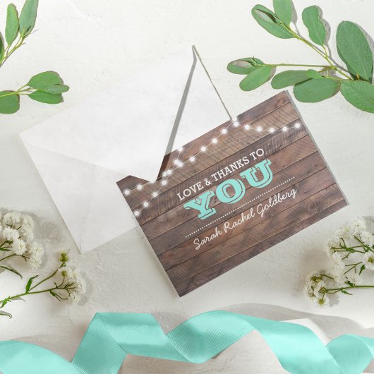 Barnwood Lights Turquoise Bat mitzvah Merci Note