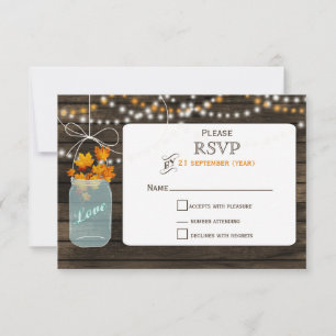 Barnwood metselaar val bruiloft RSVP 3.5 x 5