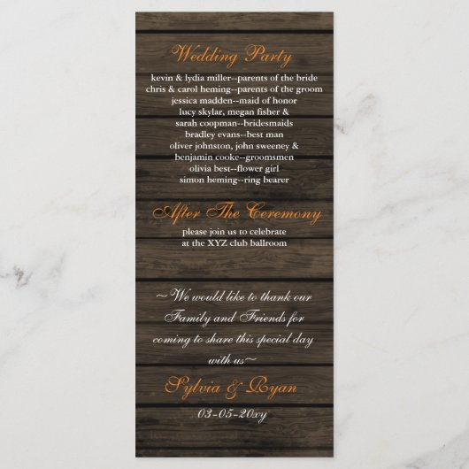 Barnwood metselaarskruiken, herfstbladeren program programma (Achterkant)