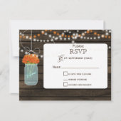 Barnwood oranges fleurs mâchoires mariage RSVP (Devant)