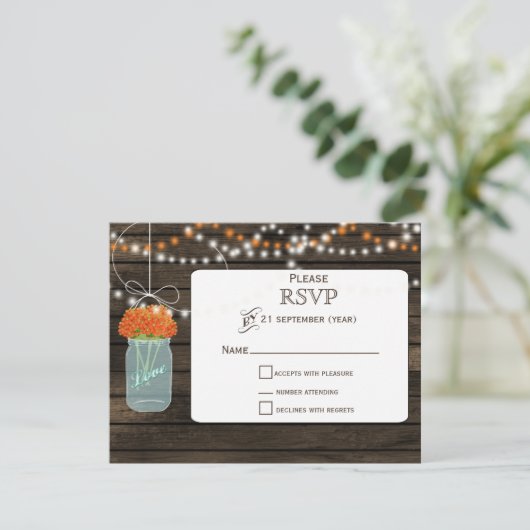 Barnwood oranges fleurs mâchoires mariage RSVP (Debout devant)