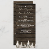 Barnwood Pins rustique, programme de mariage d'hiv (Devant / Derrière)