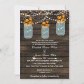 Barnwood, Rustic mason jar fall bruiloft nodigt ui Kaart (Voorkant)