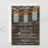 Barnwood, Rustic mason jar Fall bruiloft uitnodigi Kaart (Voorkant)