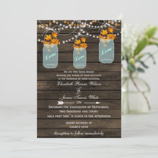 Barnwood, Rustic mason jar invitations mariages de (Debout devant)