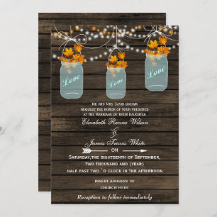 Barnwood, Rustic mason jar invitations mariages de