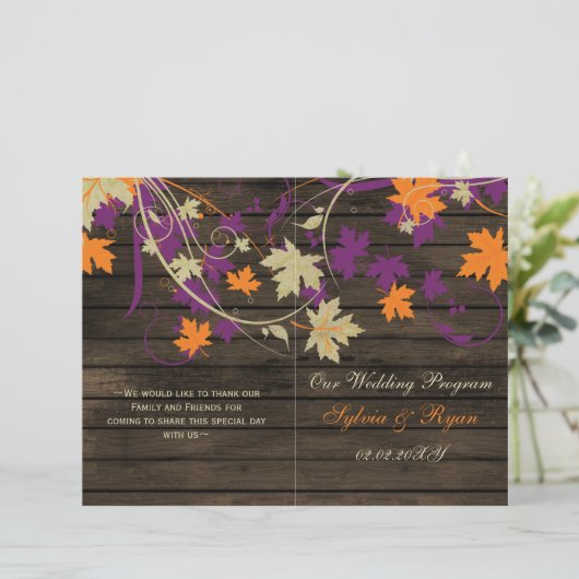 Barnwood Rustic prum programmes de mariage de auto (Debout devant)