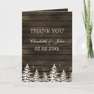 Barnwood rustieke dennenbomen, winter Dank u Bedankkaart
