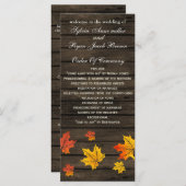 Barnwood rustieke herfst bruiloft programma's thee (Voorkant / Achterkant)