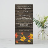 Barnwood rustieke herfst bruiloft programma's thee (Staand voorkant)