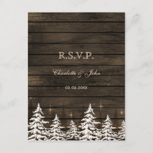 Barnwood Rustieke Pijnbomen, winterbos rsvp Uitnodiging Briefkaart
