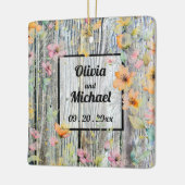 Barnwood script botanische waterverf bloemen keramisch ornament (Links)