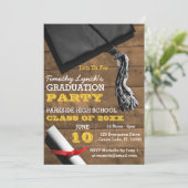Barnwood Tassel Gold Afstuderen Invitation Kaart (Staand voorkant)