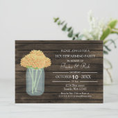 barnwood yellow mason jar Housewarming Invite Kaart (Staand voorkant)