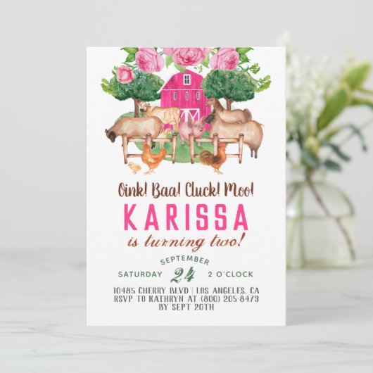 Barnyard Animal Farm Invitation Anniversaire (Debout devant)