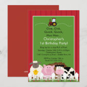 Barnyard Animal Fun Birthday Party Kaart (Voorkant / Achterkant)