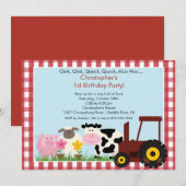 Barnyard Animal Fun Birthday Party Kaart (Voorkant / Achterkant)