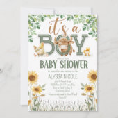 Barnyard Animals Baby Boy Baby shower Kaart (Voorkant)