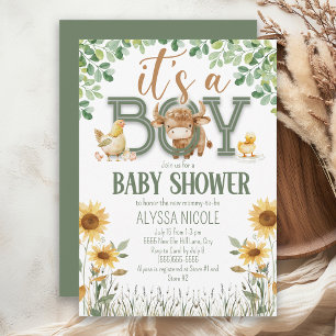 Barnyard Animals Baby Boy Baby shower Kaart