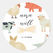 Barnyard Animals - Baby shower Favor Sticker (Voorkant)