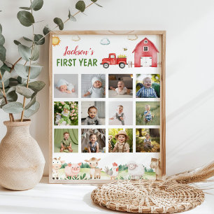 Barnyard Animals eerste jaar foto mijlpaal Poster