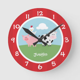 Barnyard Animals Nursery Wall Clock Ronde Klok