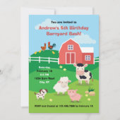 Barnyard avec animaux Invitation de fête d'anniver (Devant)