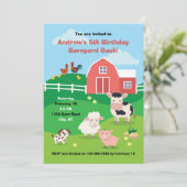 Barnyard avec animaux Invitation de fête d'anniver (Debout devant)