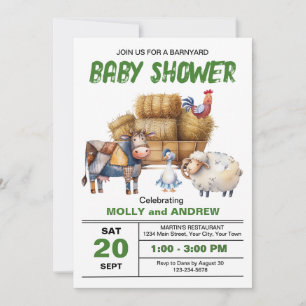 Barnyard Baby shower Invitation Kaart