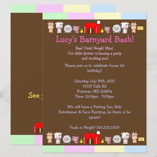Barnyard Bash Kaart (Voorkant / Achterkant)
