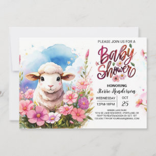 Barnyard Beauty Roze Lamb Meisje Baby shower Kaart