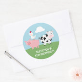 Barnyard Birthday Bash/Party Ronde Sticker (Envelop)
