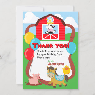 Barnyard Birthday Farm Animal Merci Cartes