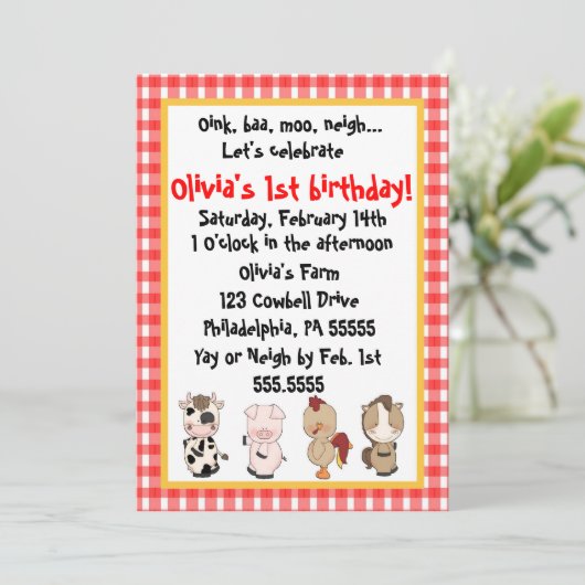 Barnyard Birthday Invitation Kaart (Staand voorkant)