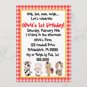 Barnyard Birthday Invitation Kaart