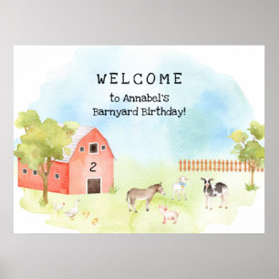 "Barnyard Birthday Party baby animal Welcome"-teke Poster