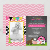 Barnyard Birthday Party Invitations for Girl Kaart (Voorkant / Achterkant)