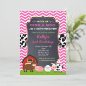Barnyard Birthday Party Invitations for Girl Kaart (Staand voorkant)